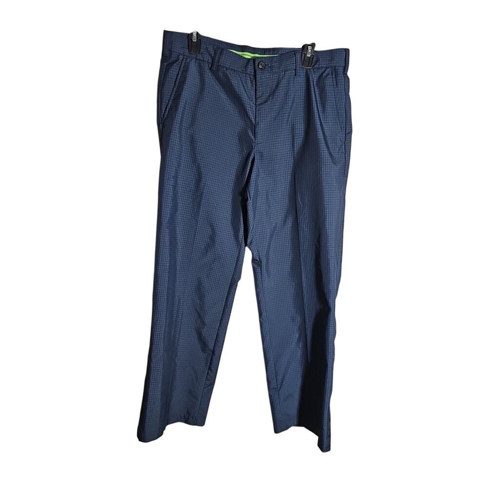 Izod Mens Performx Golf Pants Blue Black Check Size 34/30 Polyester